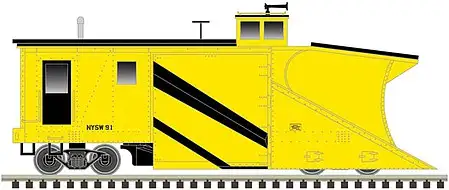 Atlas Model Railroad 50005877 N Scale Russell Snow Plow - Ready to Run - Master(R) -- New York, Susquehanna & Western 91 (yellow, black)