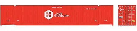 Atlas Model Railroad 50005953 N Scale 53' Jindo-CIMC Corrugated Container 3-Pack - Assembled - Master(R) -- Hub Group Set 2 634758, 634776, 634783 (orange, DA Markings)