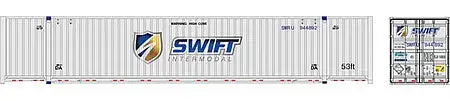 Atlas Model Railroad 50005957 N Scale 53' Jindo-CIMC Corrugated Container 3-Pack - Assembled - Master(R) -- Swift Set 2 944856, 944867, 944892 (white, blue, Shield Logo)