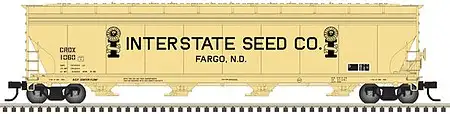 Atlas Model Railroad 50006020 N Scale ACF 5701 Centerflow Grain Hopper - Ready to Run - Master(R) -- Interstate Seed Co. CRDX 1058 (yellow, black)