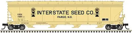 Atlas Model Railroad 50006022 N Scale ACF 5701 Centerflow Grain Hopper - Ready to Run - Master(R) -- Interstate Seed Co. CRDX 1067 (yellow, black)