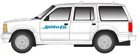 Atlas Model Railroad 60000134 N Scale 1993 Ford Explorer 2-Pack - Assembled -- Santa Fe (white, blue)