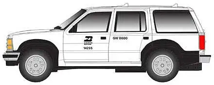 Atlas Model Railroad 60000135 N Scale 1993 Ford Explorer 2-Pack - Assembled -- Burlington Northern (white, black)