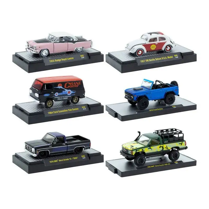 "Auto-Thentics" 6 piece Set Release 98 IN DISPLAY CASES Limited Edition 1/64 Diecast Model Cars by M2 Machines