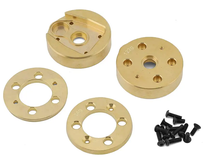 Axial AXP8 Gilamon Brass Portal Cover & Weights (122g Each)
