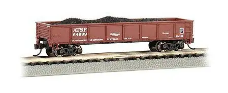 Bachmann 17251 N Scale 40' Steel Gondola with Load - Ready to Run -- Atchison, Topeka & Santa Fe #64999 (Oxide Red)