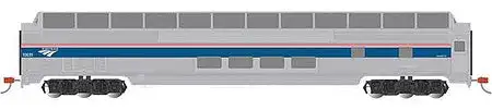 Bachmann 13001 HO Scale Budd 85' Full-Length Dome with Lights - Ready to Run - Silver Series(R) -- AMTrak (Phase IVb; silver, blue, red, white; Travelscape Logo)