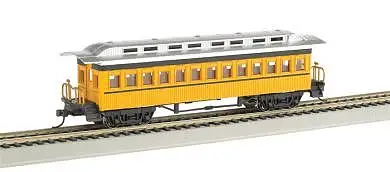 Bachmann 13403 HO Scale 1860 - 1880 Wood Coach - Ready to Run - Silver Series(R) -- Painted, Unlettered (yellow)