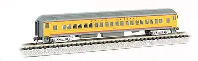 Bachmann 13755 N Scale 72' Heavyweight Coach w/Lights - Ready to Run -- Union Pacific (Armour Yellow, gray, red)