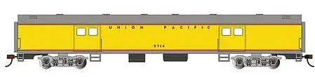 Bachmann 14403 HO Scale 72' Smooth-Side Baggage - Ready to Run -- Union Pacific #5714 (Armour Yellow, gray, red)