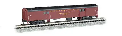 Bachmann 14451 N Scale 72' Smooth-Side Baggage Car - Ready to Run -- Pennsylvania Railroad (Tuscan, black)