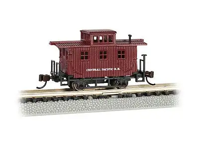 Bachmann 15752 N Scale Old-Time Wood Bobber Caboose - Ready to Run -- Central Pacific (Boxcar Red)