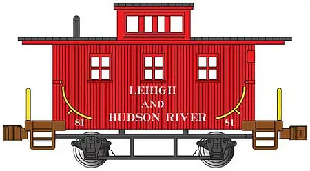 Bachmann 15756 N Scale Old-Time Wood Bobber Caboose - Ready to Run -- Lehigh & Hudson River 81 (red, black)