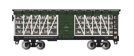 Bachmann 15902 HO Scale Poultry Stock Car - Ready to Run -- Live Poultry Transportation Co. #251 (green, white)