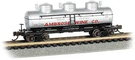 Bachmann 17158 N Scale 3-Dome Tank Car - Ready to Run - Silver Series(R) -- Ambrose Wine Co 7501