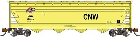 Bachmann 17559 HO Scale 56' ACF Center-Flow Covered Hopper - Ready to Run - Silver Series(R) -- Chicago & North Western (yellow, black, Large CNW)