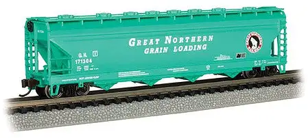 Bachmann 17561 N Scale 56' 4-Bay Center-Flow Hopper - Ready to Run - Silver Series(R) -- Great Northern #27429 (Glacier Green)