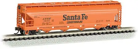 Bachmann 17564 N Scale 56' 4-Bay Center-Flow Hopper - Ready to Run - Silver Series(R) -- Atchison, Topeka & Santa Fe #101414 (orange)