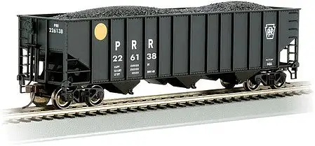 Bachmann 18713 HO Scale Bethlehem Steel 3-Bay 100-Ton Open Hopper - Ready to Run - Silver Series(R) -- Pennsylvania Railroad #226136 (black, Yellow Ball)