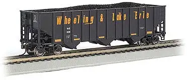 Bachmann 18746 HO Scale Bethlehem Steel 3-Bay 100-Ton Open Hopper - Ready to Run - Silver Series(R) -- Wheeling & Lake Erie 606 (black, orange, Speed Lettering)
