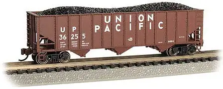 Bachmann 18751 N Scale Bethlehem Steel 100-Ton 3-Bay Hopper - Ready to Run -- Union Pacific #36255 (Boxcar Red, white)
