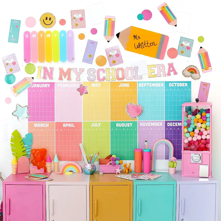 School Themed Giant Confetti - Patches, Lockers, Rainbow Pencils And More