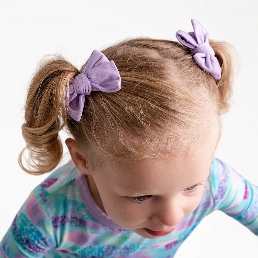 Lilac | Baby Bamboo Clip On Bow Set