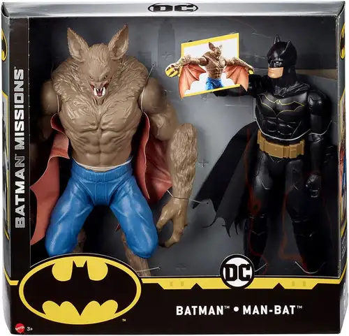 DC Batman Missions Batman vs. Man-Bat Action Figure 2-Pack [True Moves, Damaged Package]