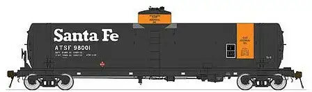 American Limited Models 1816 HO Scale GATC Welded Tank Car - Ready to Run -- Santa Fe #98057 (black, orange; Journal Oil Service)