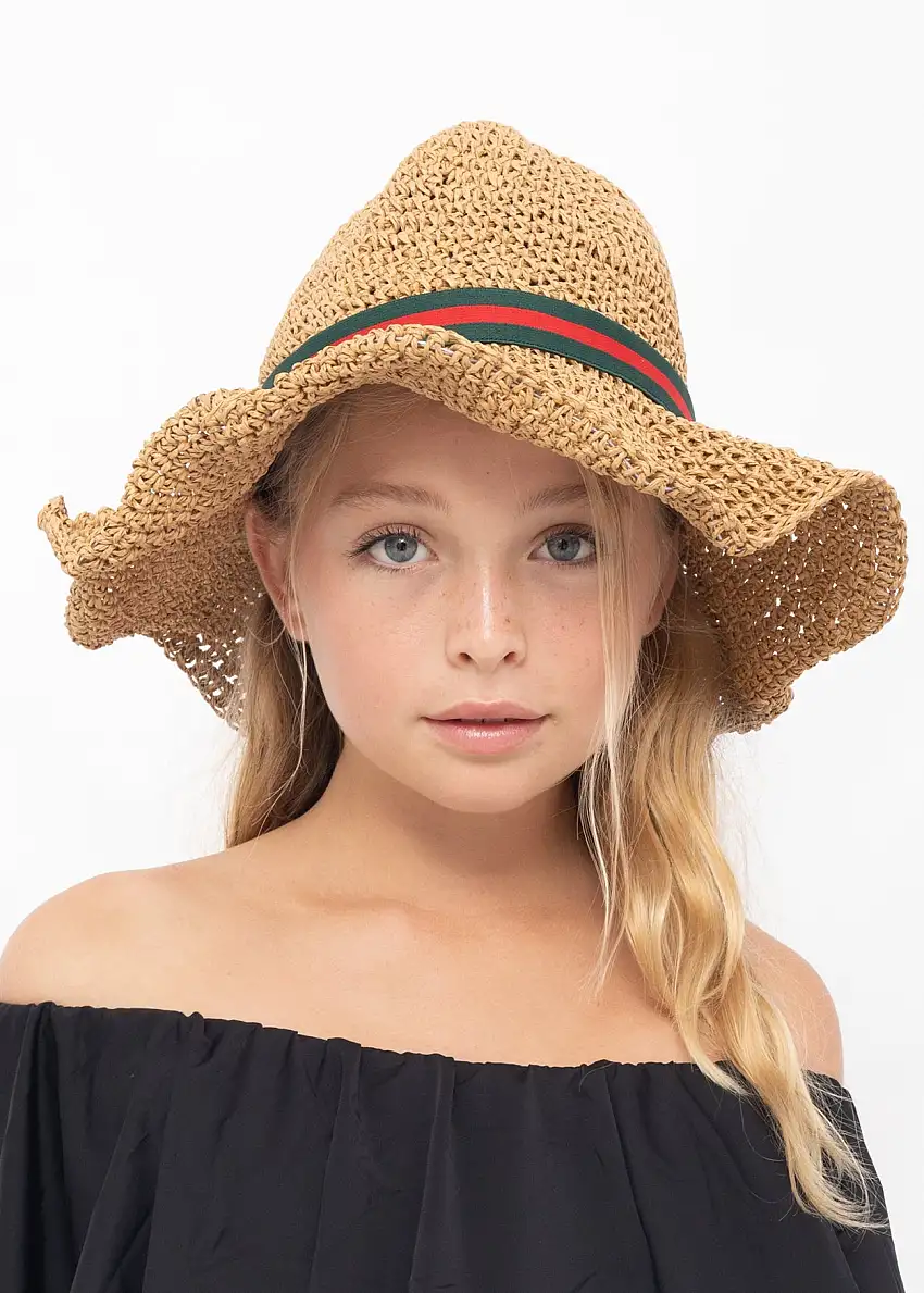 Straw Hat With Stripe