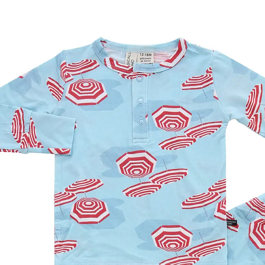 Amalfi Coast Red Beach Umbrella Two-piece Set