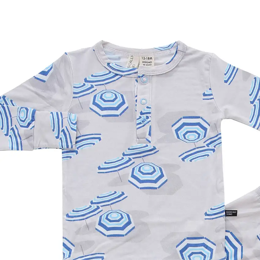 Amalfi Coast Beach Umbrella Navy Gray Two-piece Set