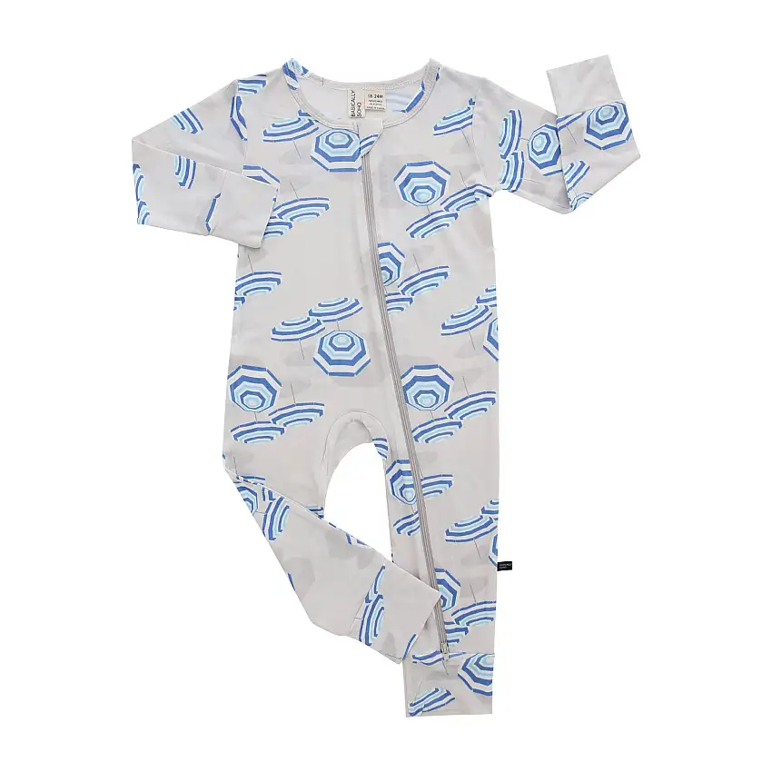 Amalfi Coast Beach Umbrella Navy Gray Zippered Romper