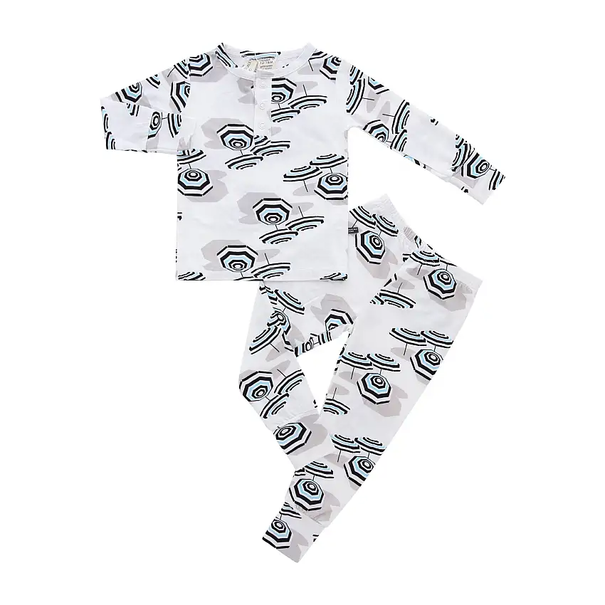 Amalfi Coast Beach Umbrella Black And White Two-piece Set