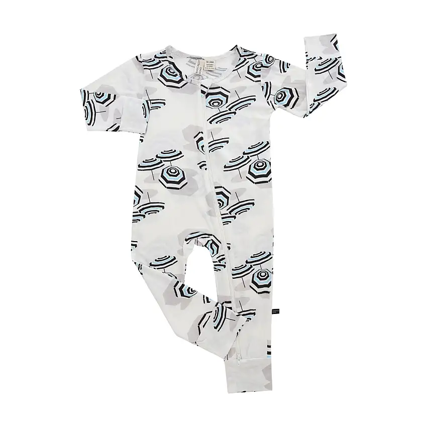 Amalfi Coast Beach Umbrella Black And White Zippered Romper