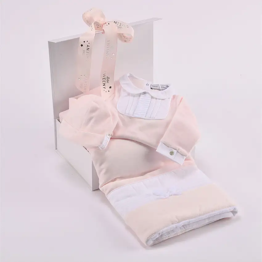 Bella | Girls Pink Velour Babygrow Gift Set (3)