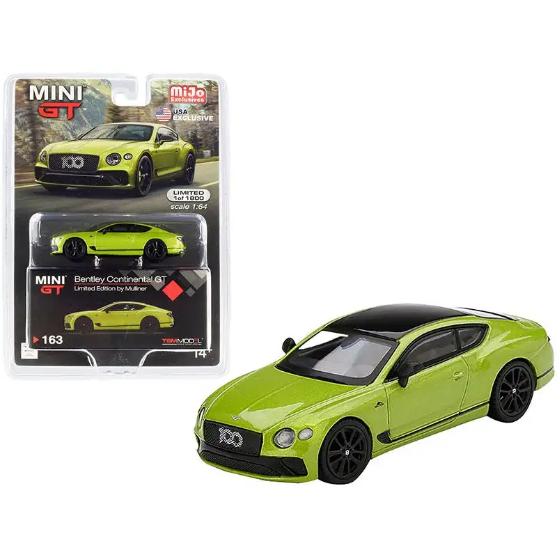 Bentley Continental GT Limited Edition by Mulliner Green Metallic with Black Top Limited Edition to 1800 pieces Worldwide 1/64 Diecast Model Car by Mini GT