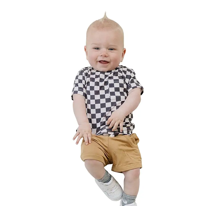 Black Checkered Bamboo Tee