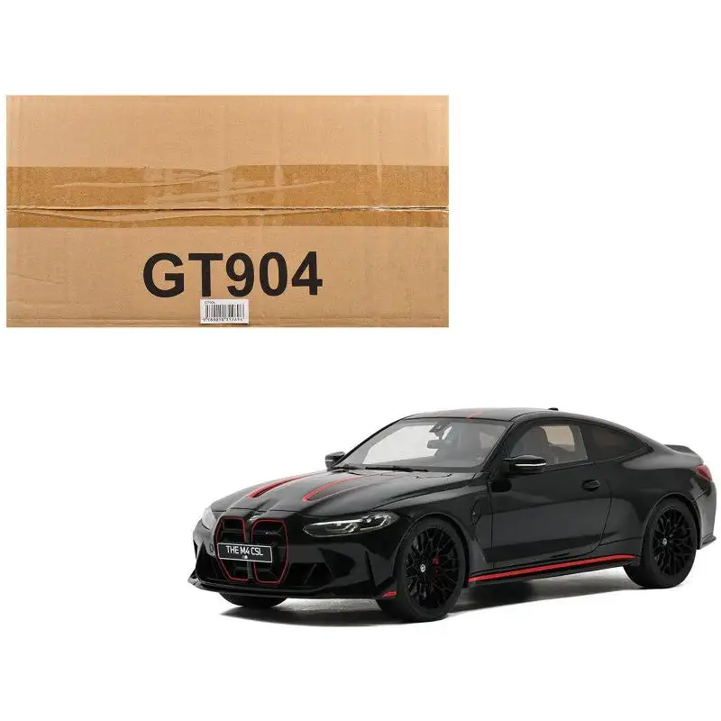BMW M4 CSL Black with Red Stripes 1/18 Model Car by GT Spirit