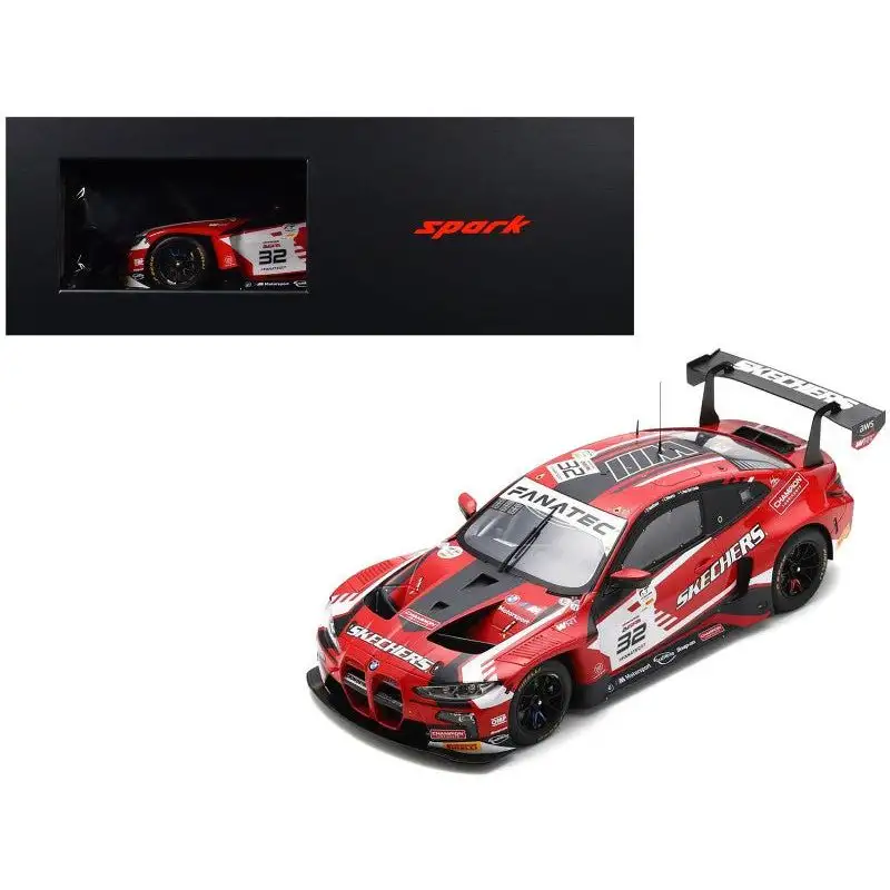 BMW M4 GT3 #32 Sheldon van der Linde - Dries Vanthoor - Charles Weerts "Team WRT" "24 Hours of Spa" (2023) with Acrylic Display Case 1/18 Model Car by Spark