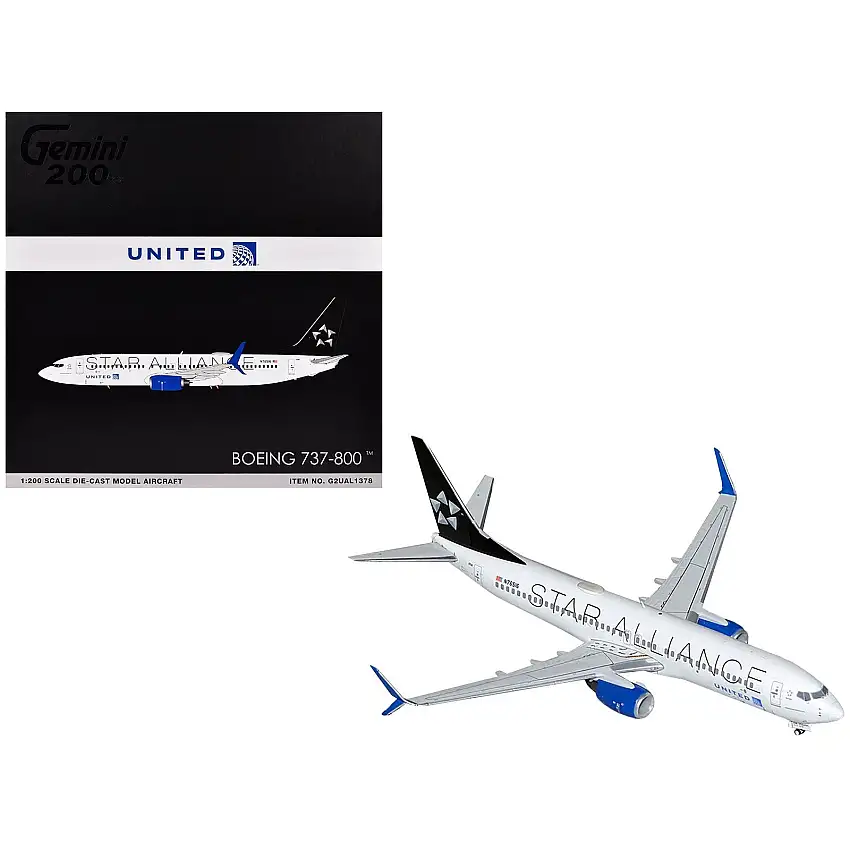 Boeing 737-800 Commercial Aircraft "United Airlines Star Alliance" (N76516) White with Black Tail "Gemini 200" Series 1/200 Diecast Model Airplane by GeminiJets