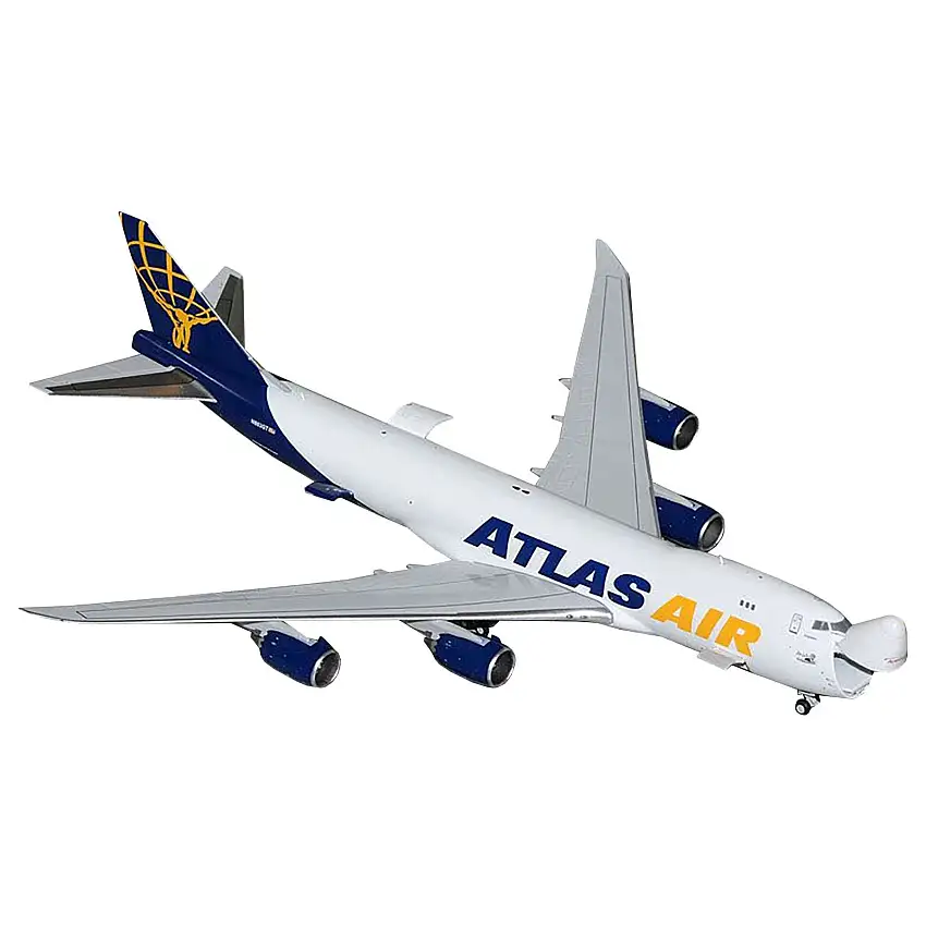 Boeing 747-8F Commercial Aircraft "Atlas Air - Apex Logistics" (N863GT) White with Blue Tail "Interactive Series" 1/400 Diecast Model Airplane by GeminiJets