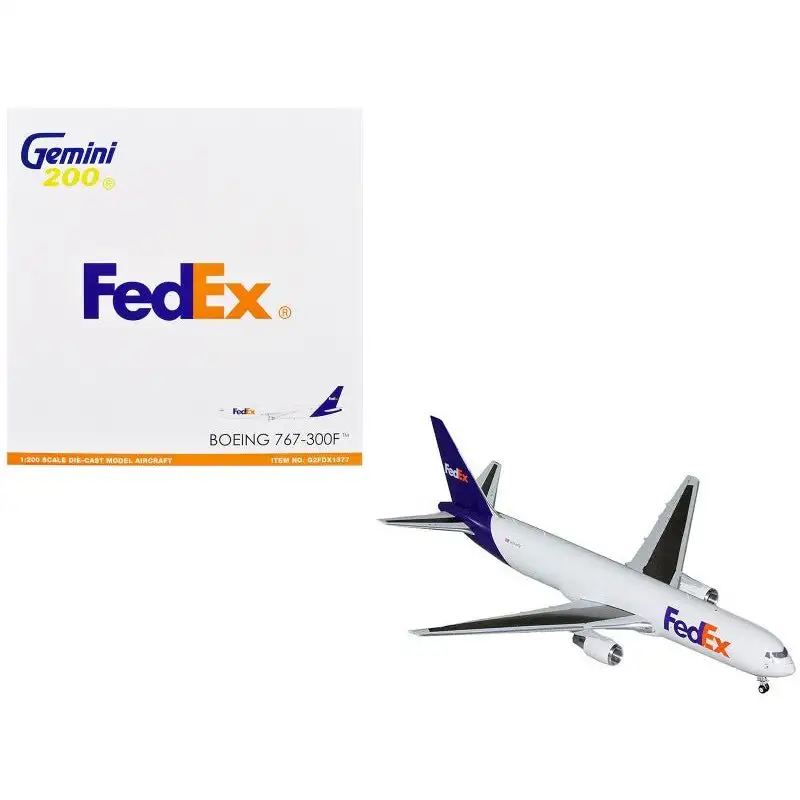 Boeing 767-300F Commercial Aircraft "FedEx (Federal Express)" (N144FE) White with Purple Tail "Gemini 200" Series 1/200 Diecast Model Airplane by GeminiJets