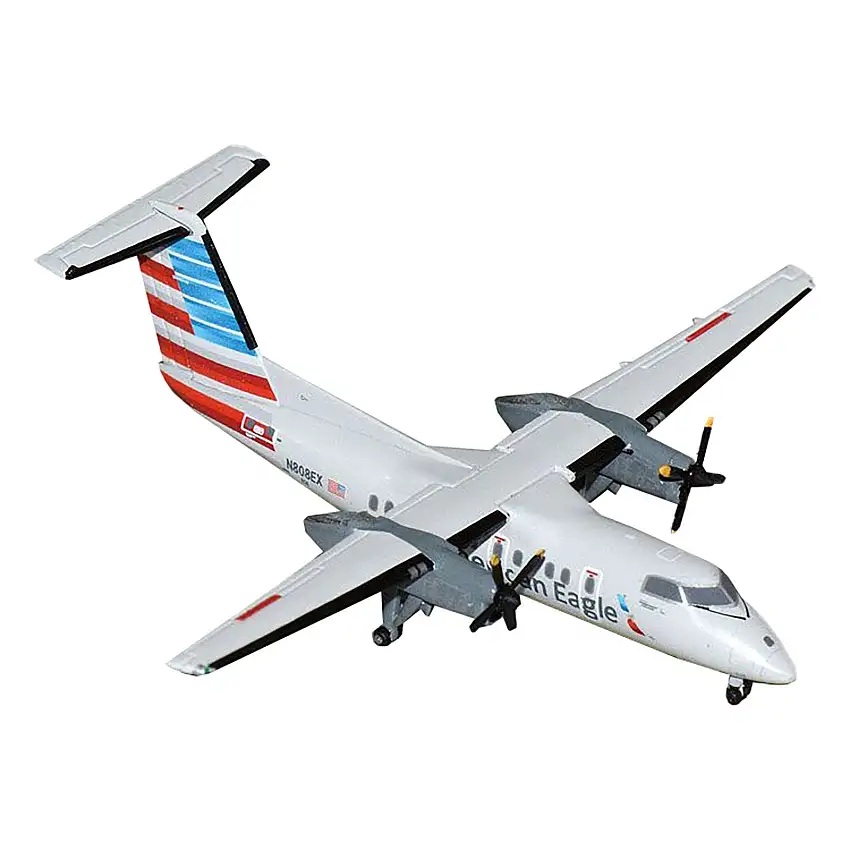 Bombardier Dash 8-100 Commercial Aircraft "American Airlines - American Eagle" (N808EX) Gray with Striped Tail 1/400 Diecast Model Airplane by GeminiJets