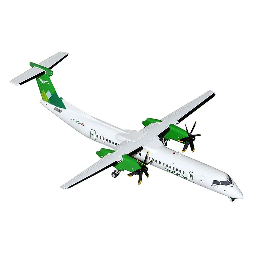Bombardier Q400 Commercial Aircraft "Wideroe" (LN-WDM) White with Green Tail "Gemini 200" Series 1/200 Diecast Model Airplane by GeminiJets