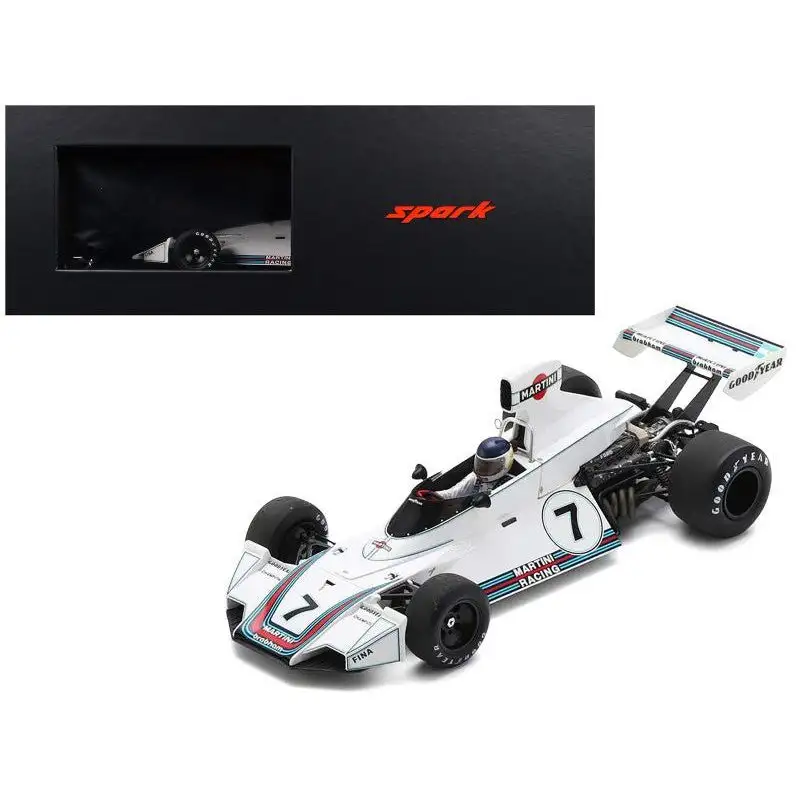 Brabham BT44B #7 Carlos Reutemann "Martini Racing" Winner Formula One F1 "German GP" (1975) with Acrylic Display Case with Acrylic Display Case 1/18 Model Car by Spark
