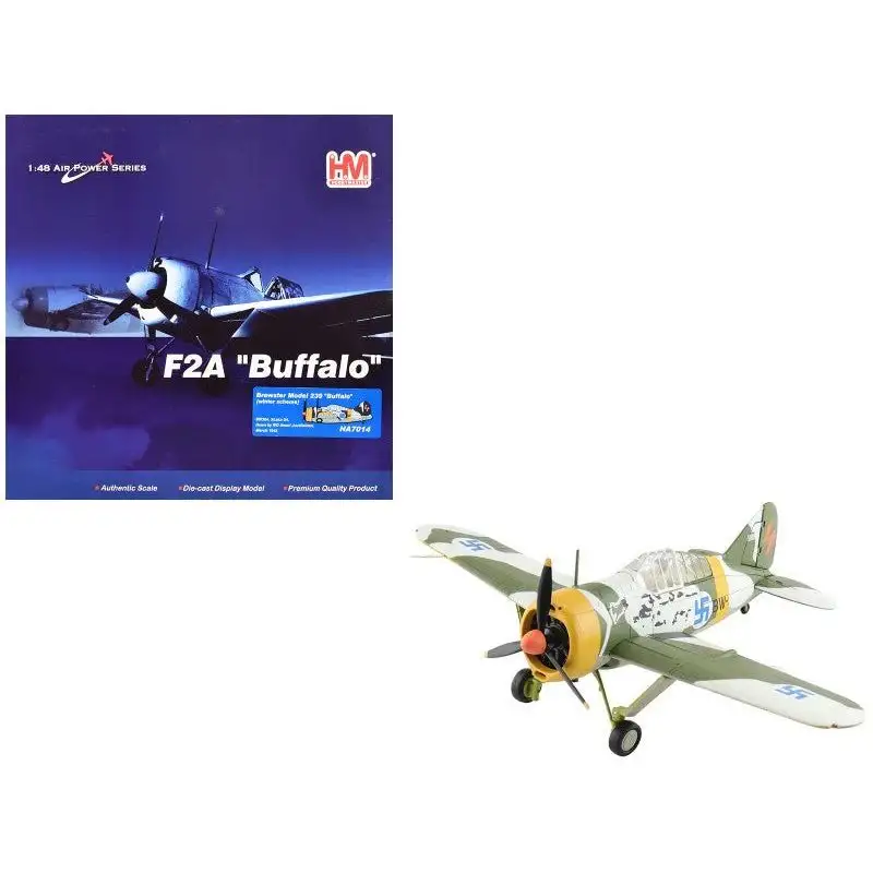 Brewster F2A Model 239 "Buffalo" Fighter Aircraft "BW364 LeLv 24 flown by Warrant Officer Ilmari Juutilainen" (1942) Finnish Air Force "Air Power Series" 1/48 Diecast Model by Hobby Master