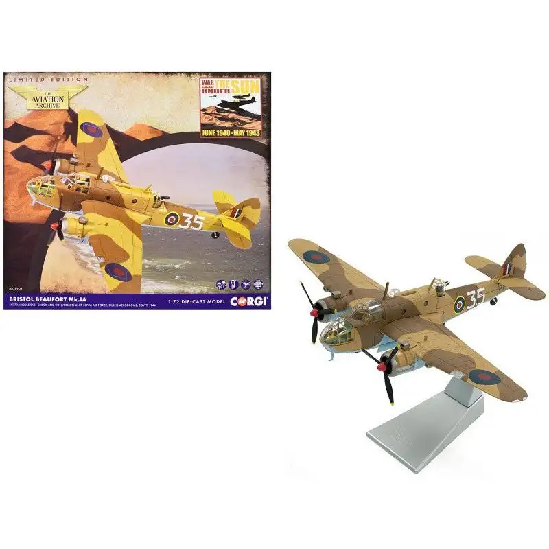 Bristol Beaufort MkIa Bomber Aircraft "EK979 Middle East Check and Conversion Unit" (1944) British Royal Air Force "The Aviation Archive" Series 1/72 Diecast Model by Corgi
