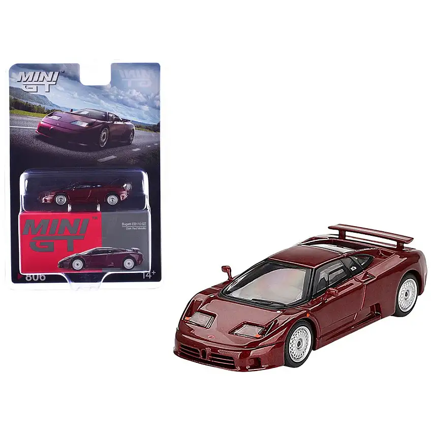 Bugatti EB110 GT Dark Red Metallic Limited Edition 1/64 Diecast Model Car by Mini GT