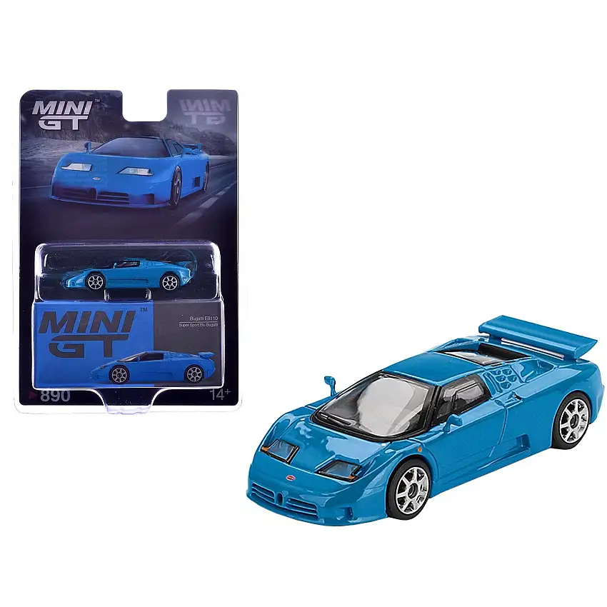 Bugatti EB110 Super Sport Blu Bugatti Blue Limited Edition 1/64 Diecast Model Car by Mini GT